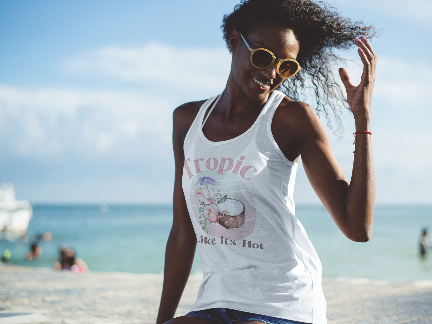 "Tropic Like It's Hot" Coconut Style | Women's Flowy Tank Top, Summer Shirt, Vacation Shirt, Cruise Shirt, Summer Break Shirt