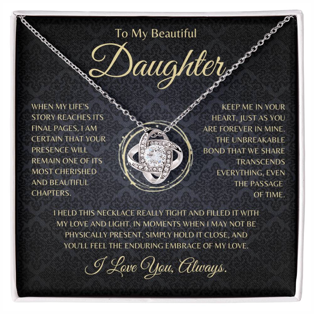 To My Beautiful Daughter | Cherished Chapters | Love Knot | Gift for Daughter From Dad | Graduation Necklace | Birthday Necklace | Daughter Necklace