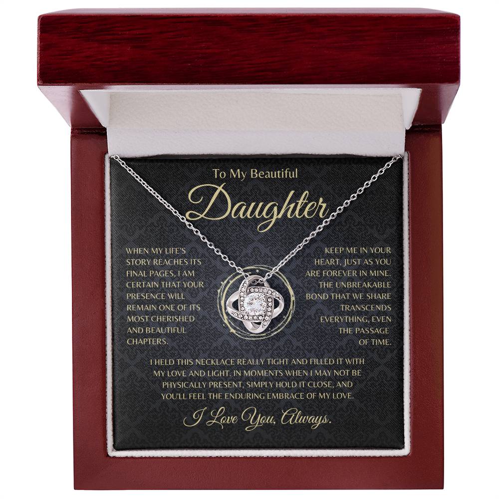 To My Beautiful Daughter | Cherished Chapters | Love Knot | Gift for Daughter From Dad | Graduation Necklace | Birthday Necklace | Daughter Necklace
