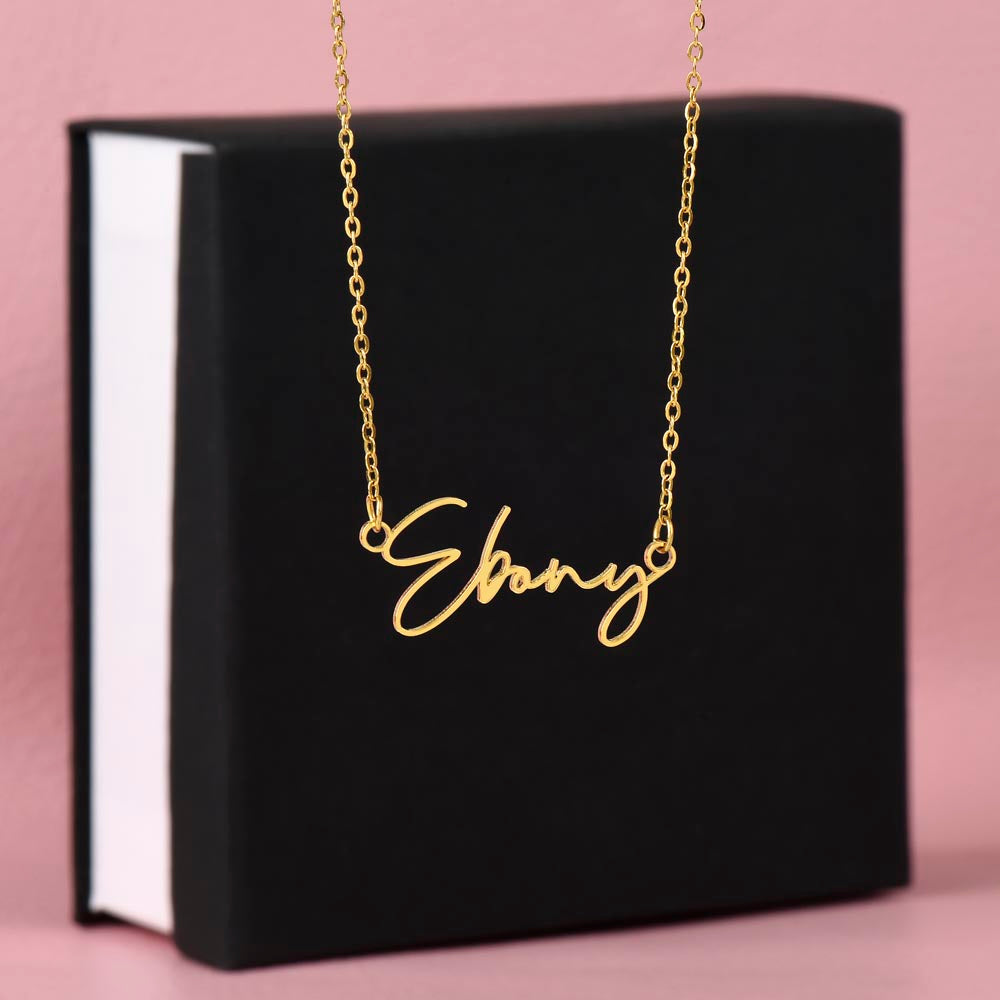 Personalized 18k Yellow Gold Finish or Polished Stainless Steel | Signature Style Name Necklace