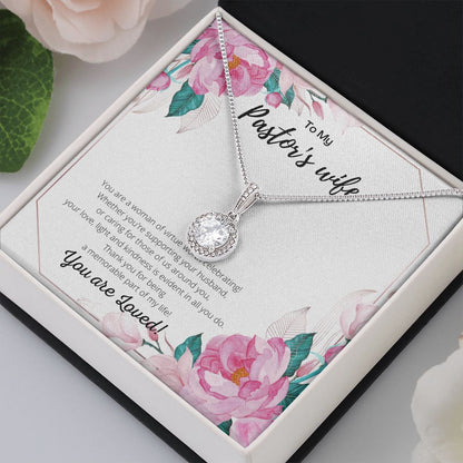 To My Pastor's Wife, Crystal Pendant Necklace