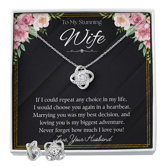 Choose You Again - Gift for Wife from Husband - Love Knot and Earring Gift Set