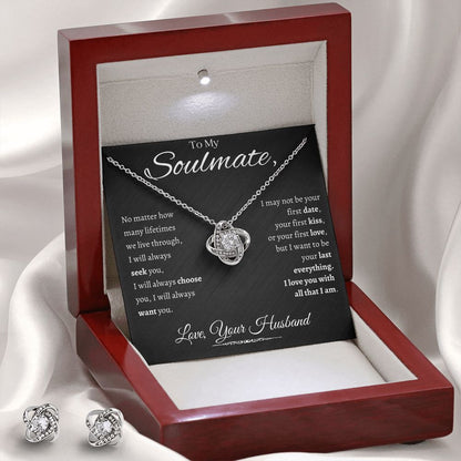 Be Your Last Everything - To My Soulmate - Gift From Husband - Love Knot and Earring Set